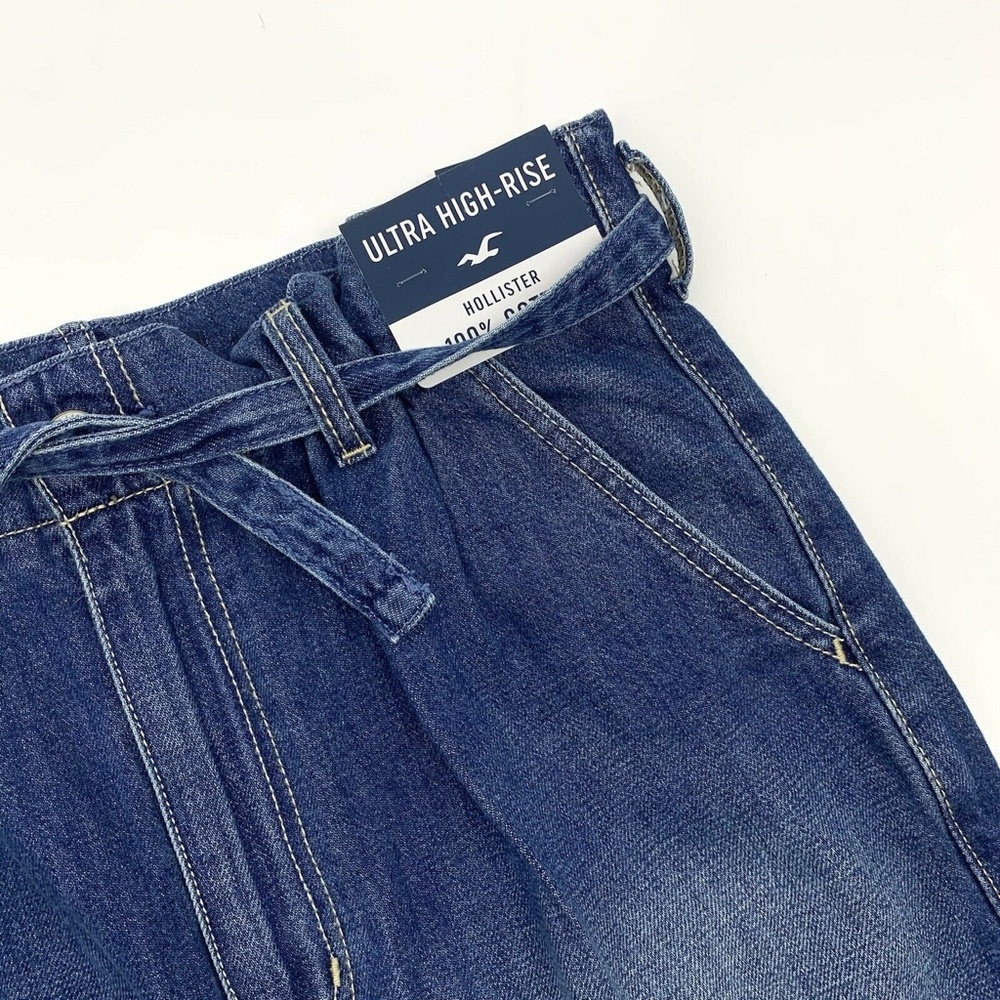 Hollister Skirt Blue Ultra High Rise Raw Hem Denim - Picture 2 of 8